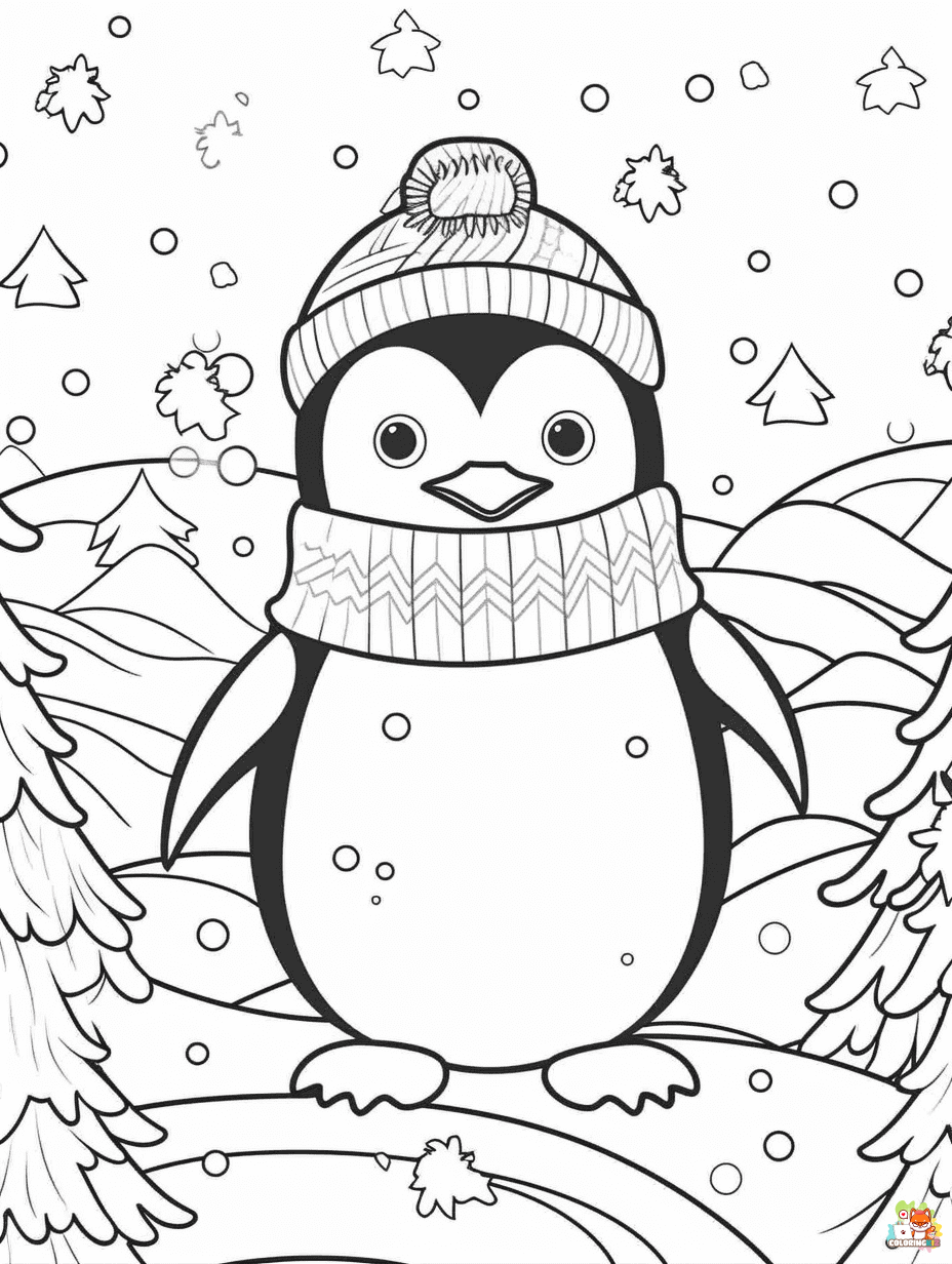 Penguin coloring pages free