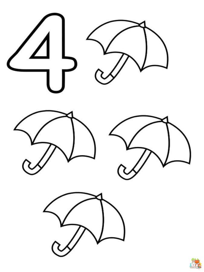 Printable Number 4 coloring sheets
