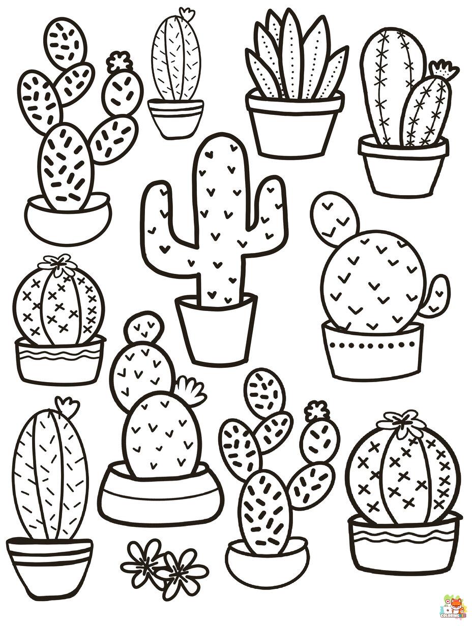 Printable cactus coloring sheets