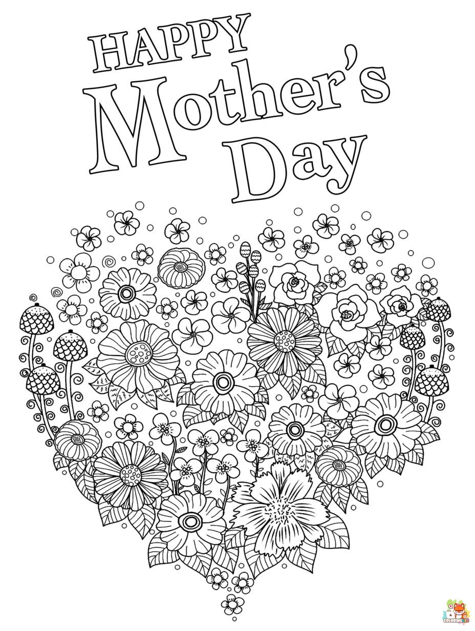 Printable happy mothers coloring sheets
