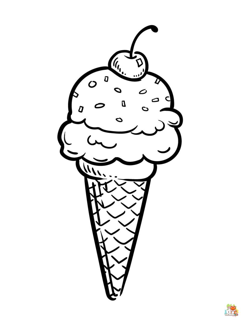Printable ice cream cones coloring sheets
