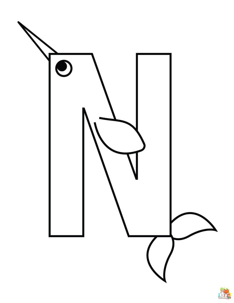 Printable letter n coloring sheets