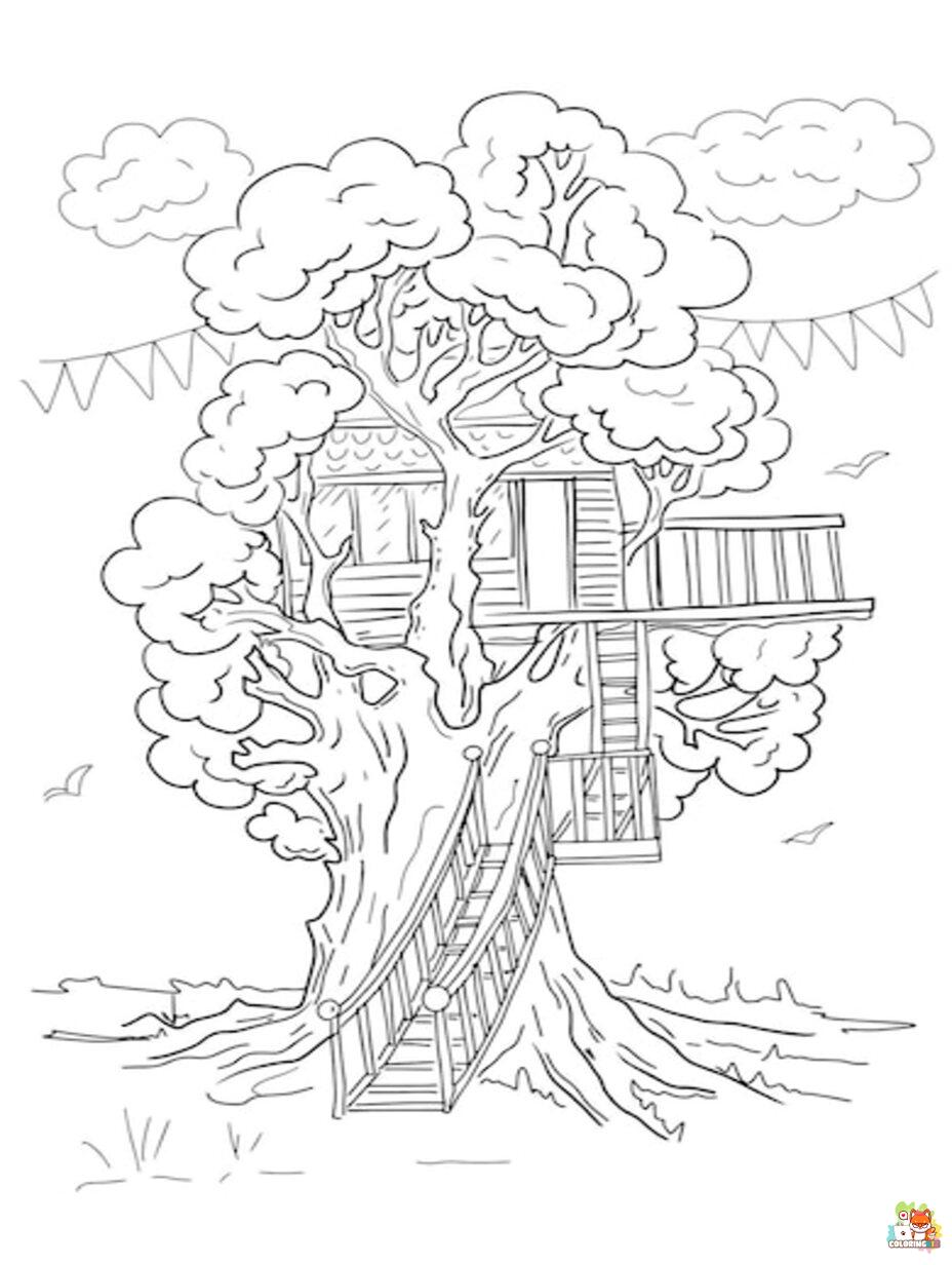Printable tree house coloring sheets
