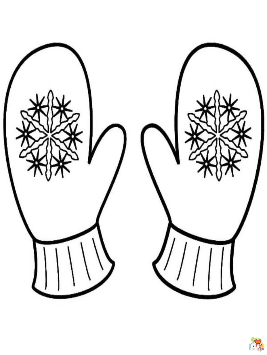 Printable winter mittens coloring sheets