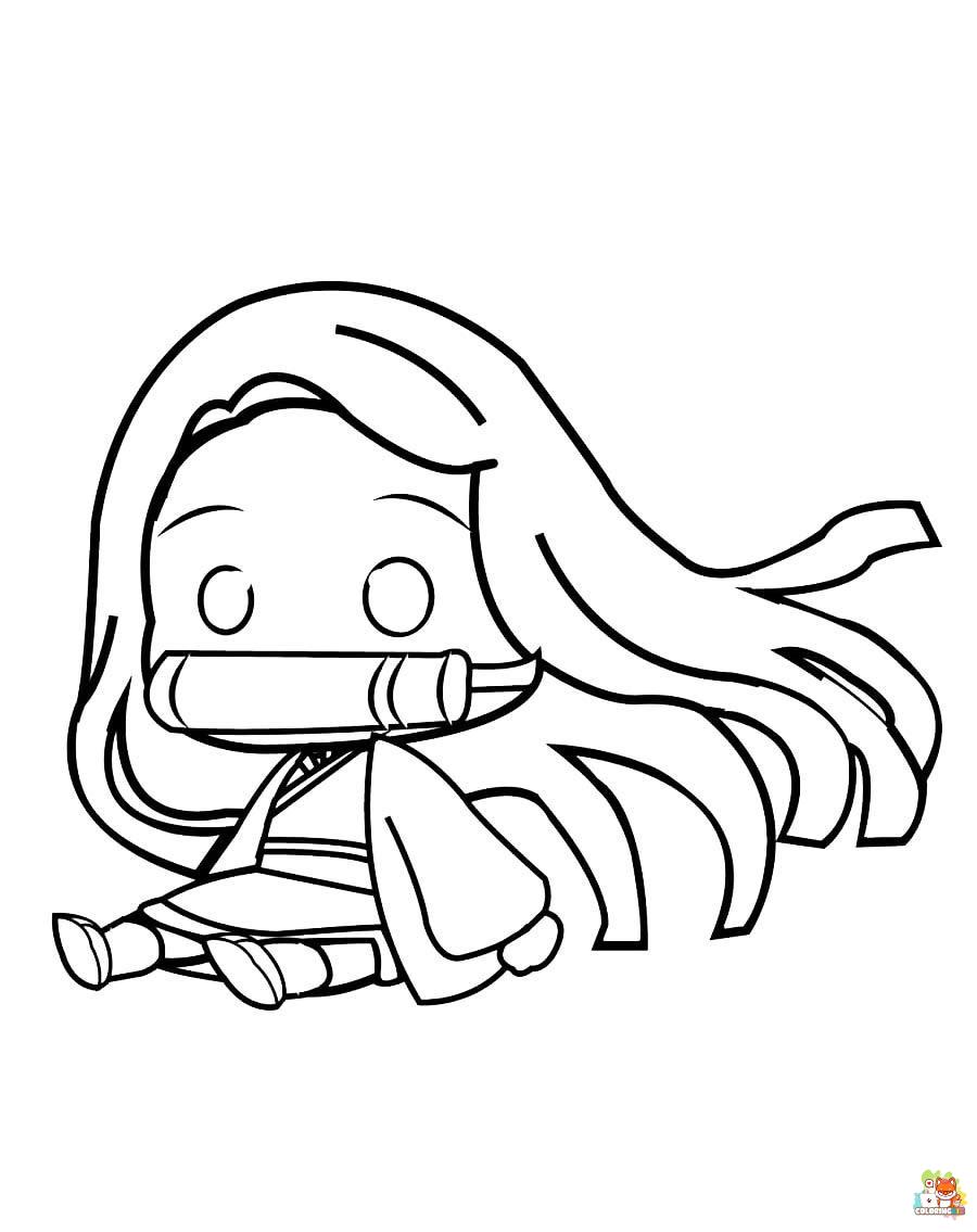 Sitting Nezuko Coloring Pages