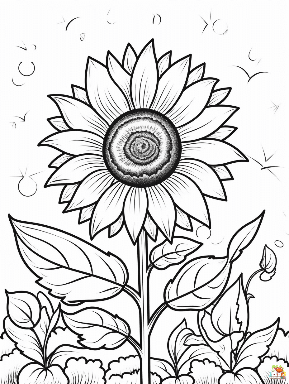 Sunflower Coloring Pages Easy