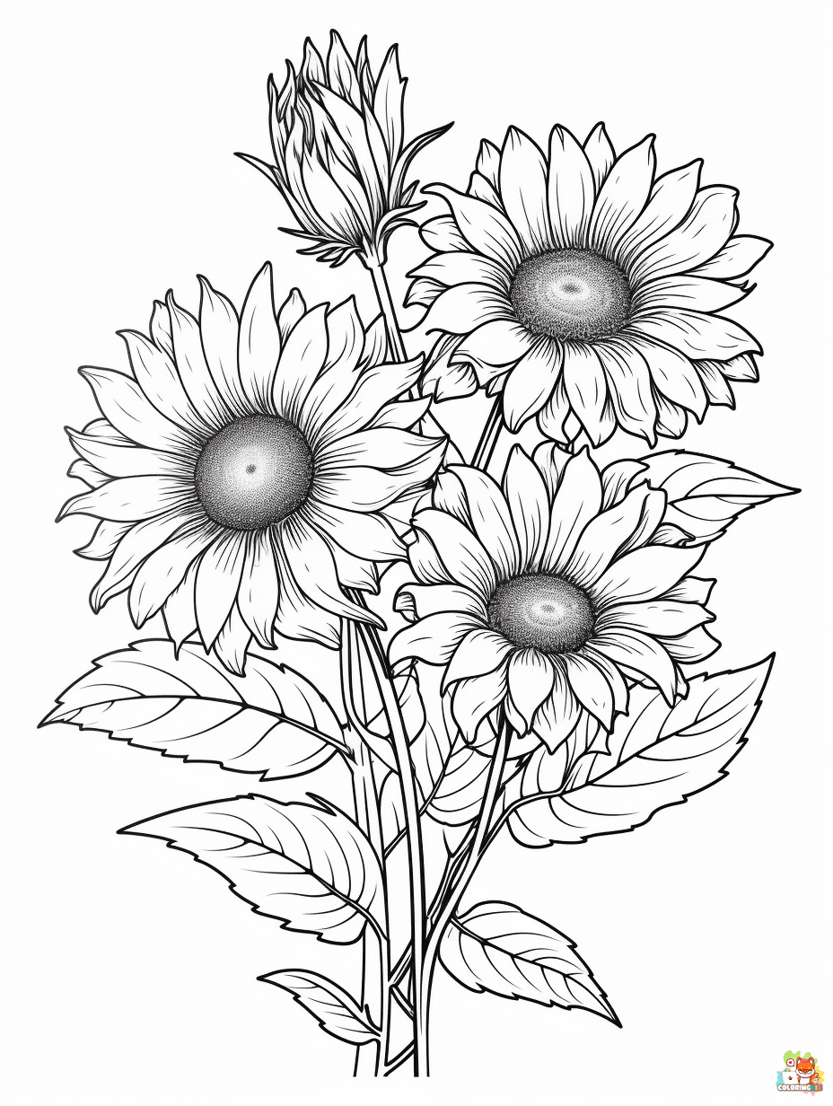 Sunflower Coloring Pages Free 1