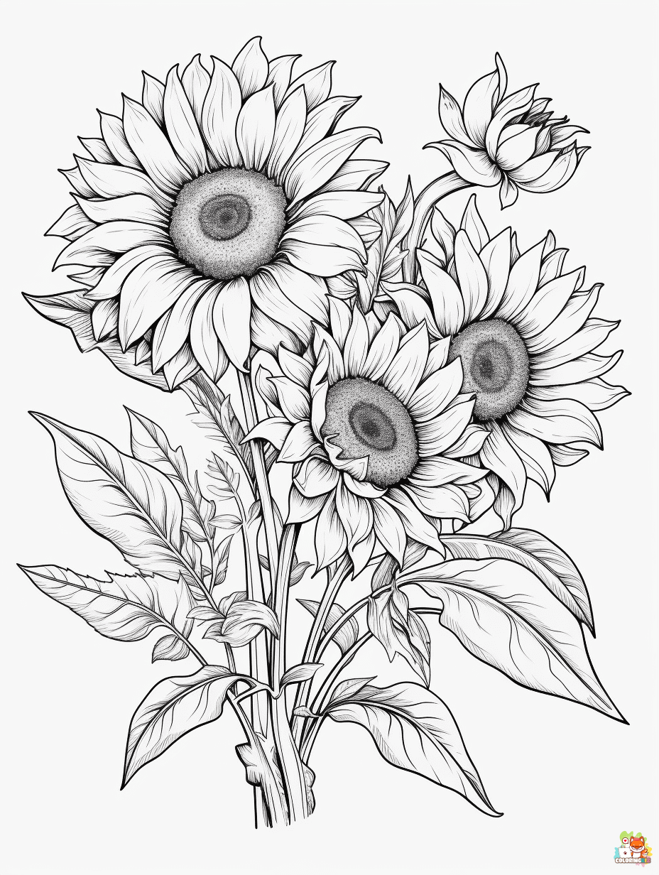 Sunflower coloring pages to print