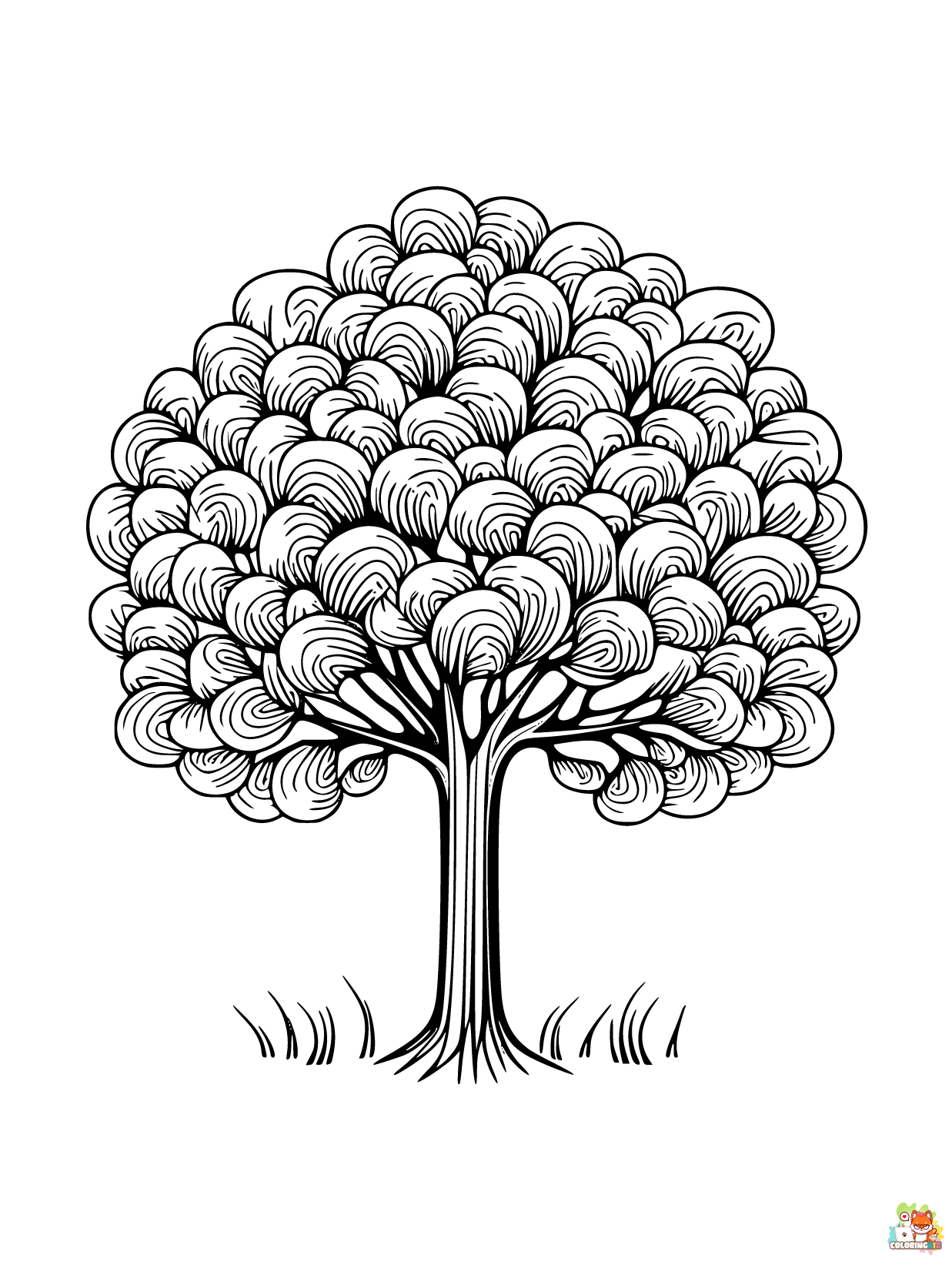 Tree coloring pages printable free