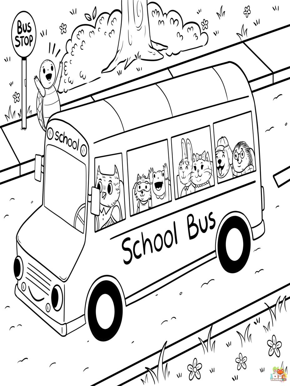 bus coloring pages printable free