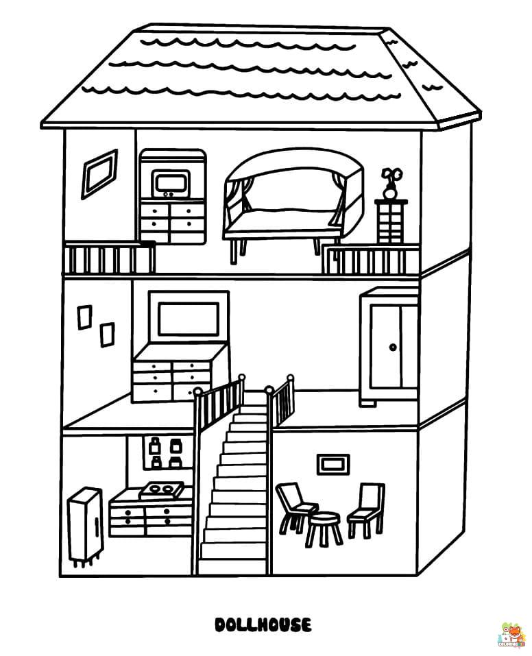 doll house coloring pages printable free