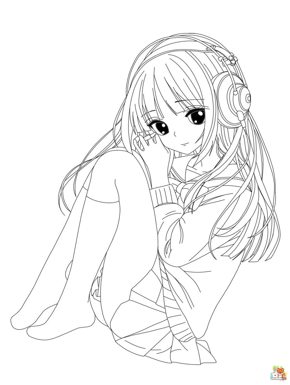 female anime coloring pages 2