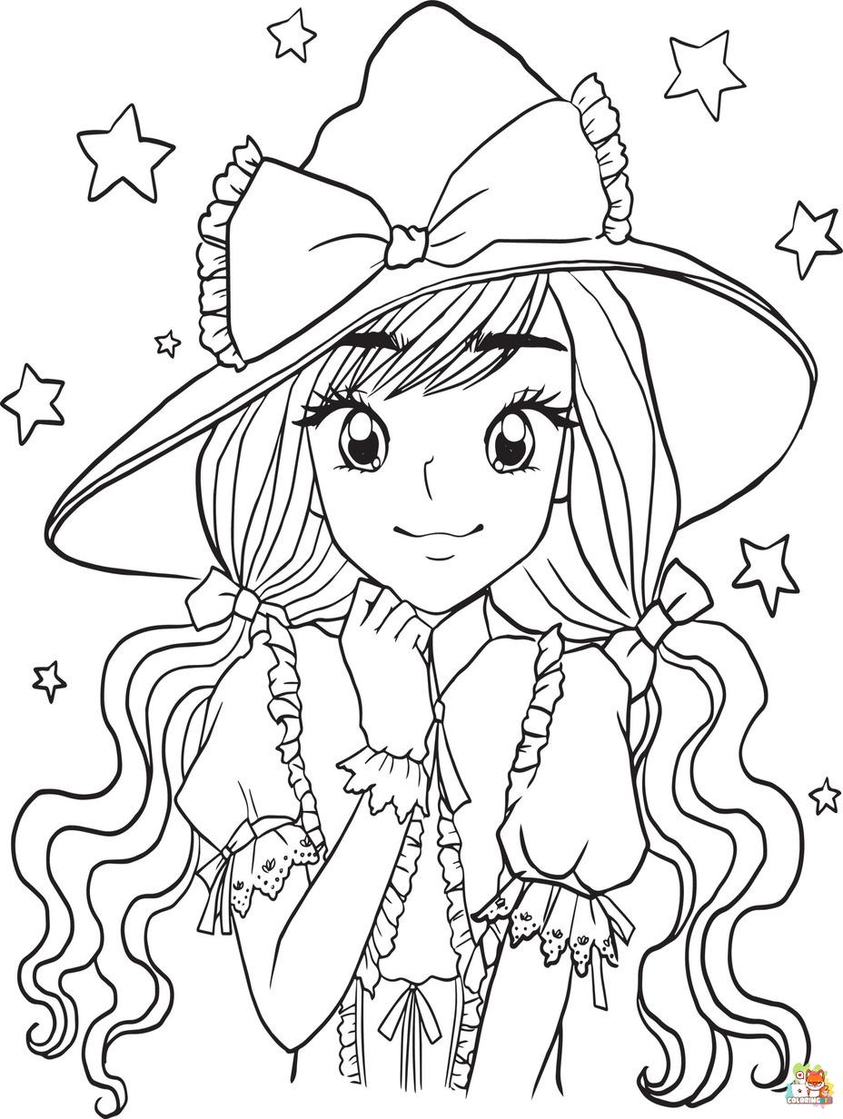 female anime coloring pages to print