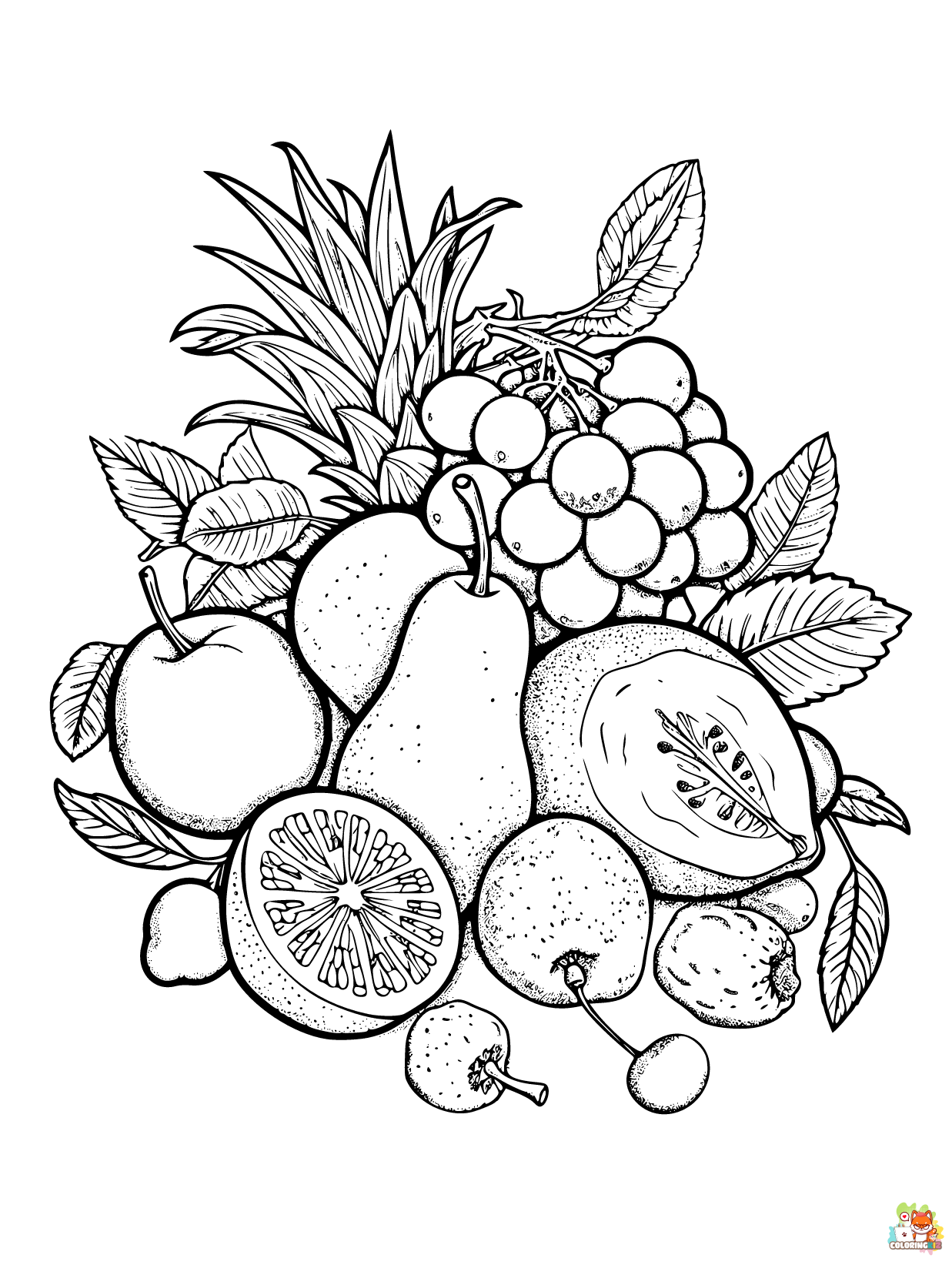 fruit coloring pages to print