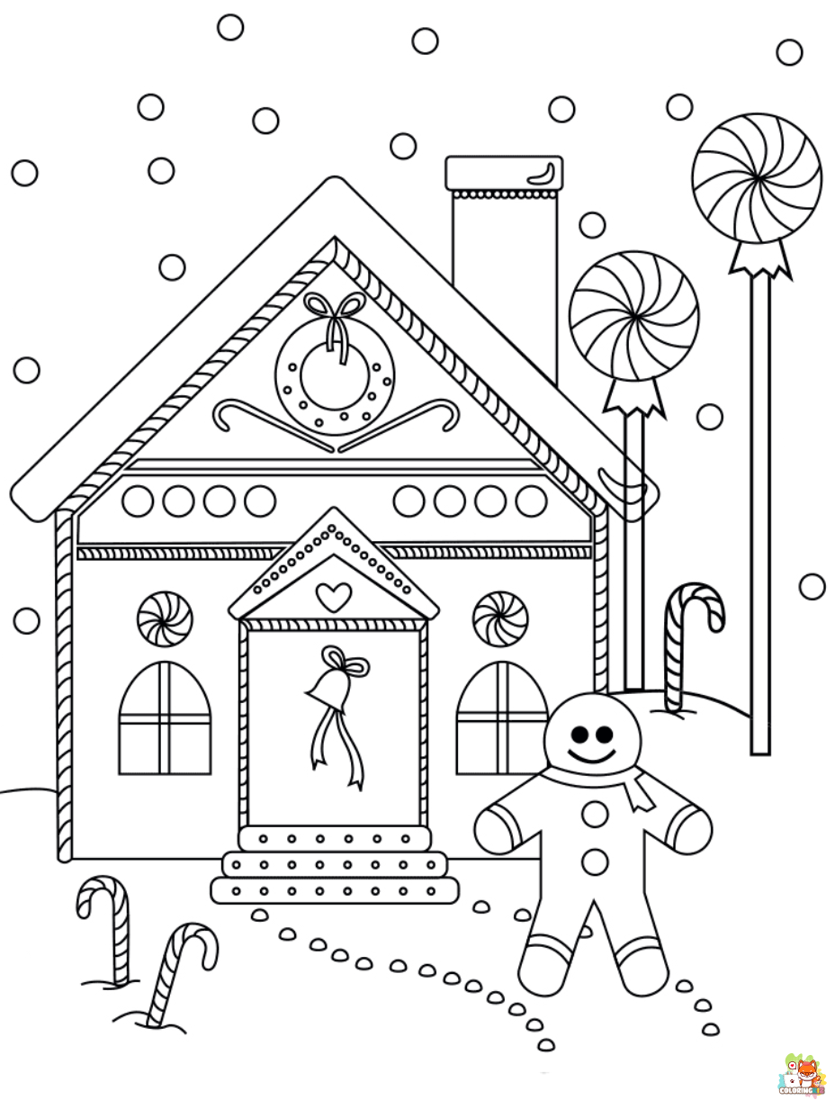 gingerbread house coloring pages 1