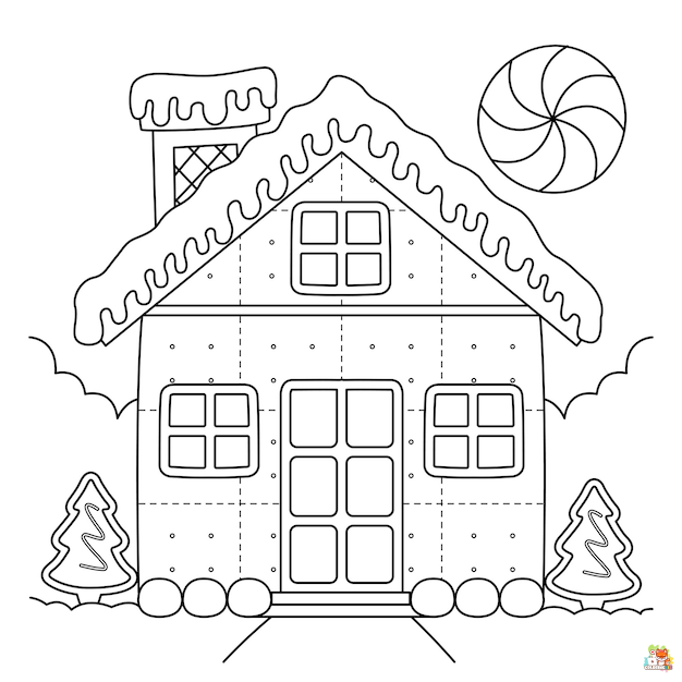 gingerbread house coloring pages 4