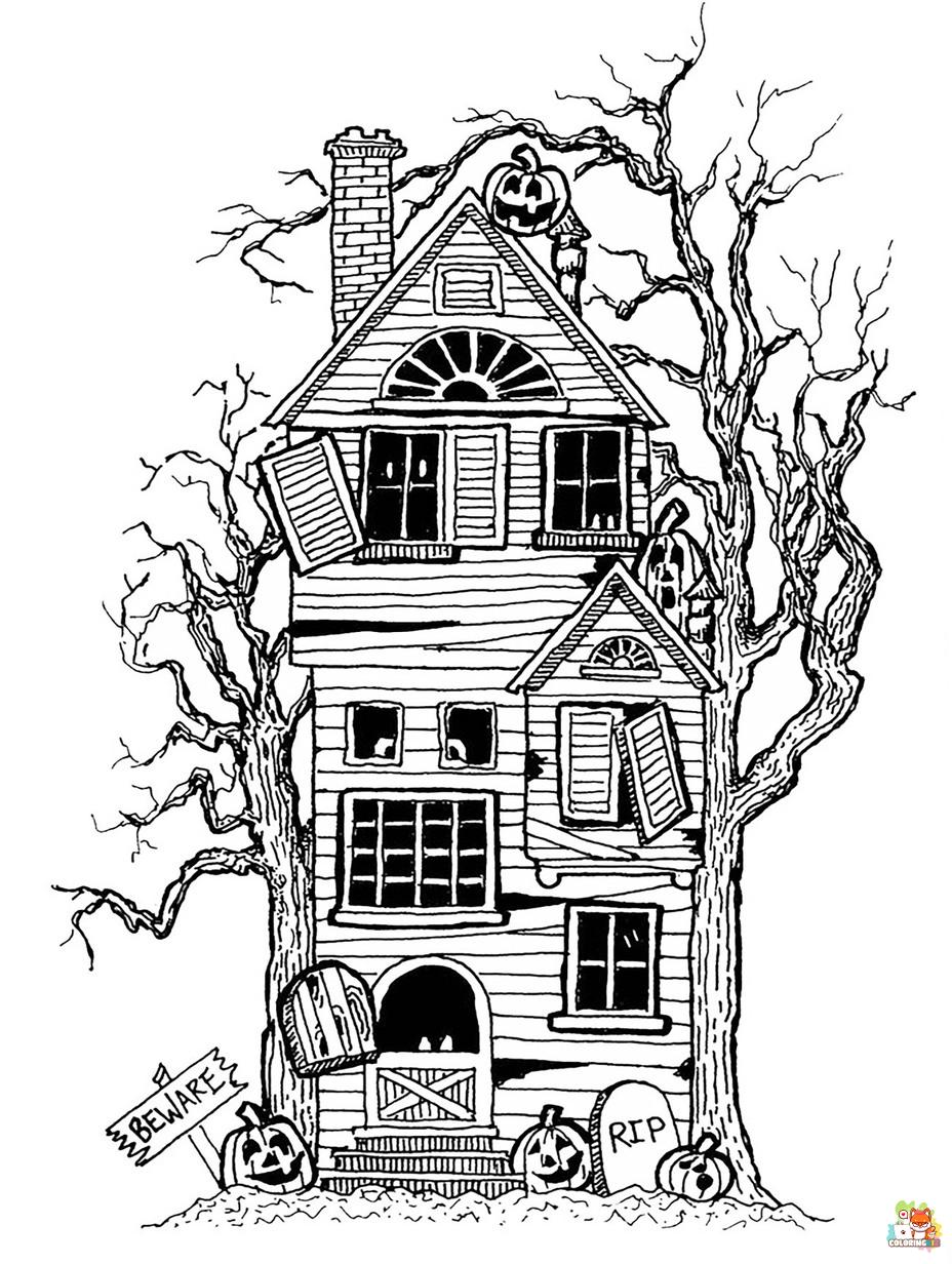 haunted house coloring pages 2