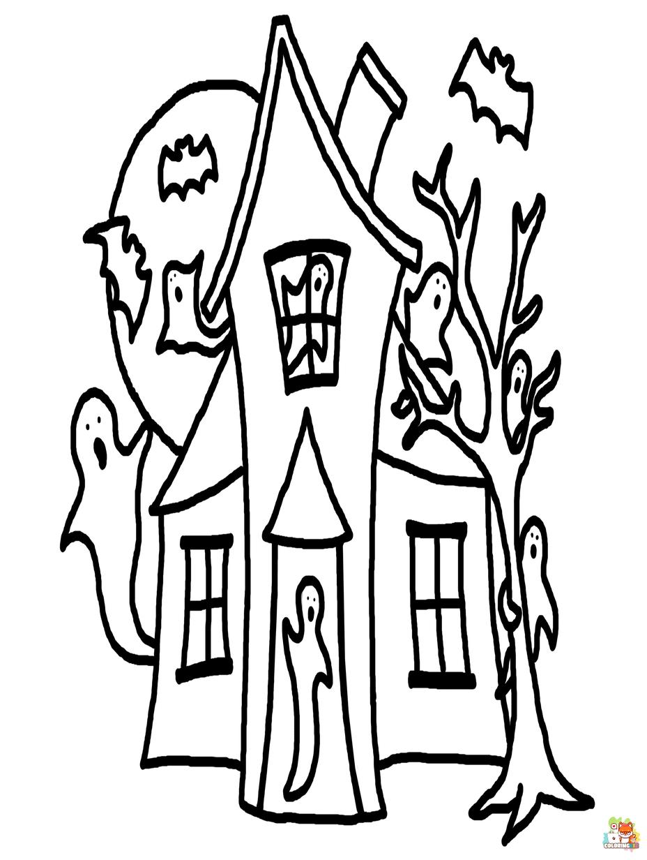 haunted house coloring pages to print