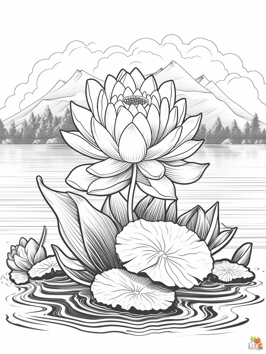 lotus coloring pages 4