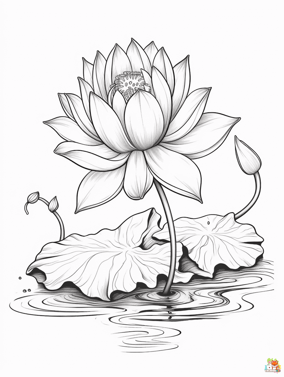 lotus coloring pages 5