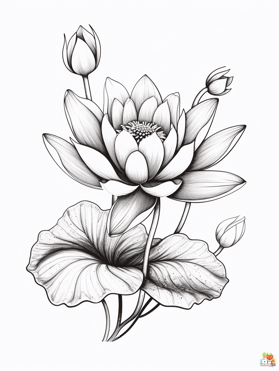lotus coloring pages 8