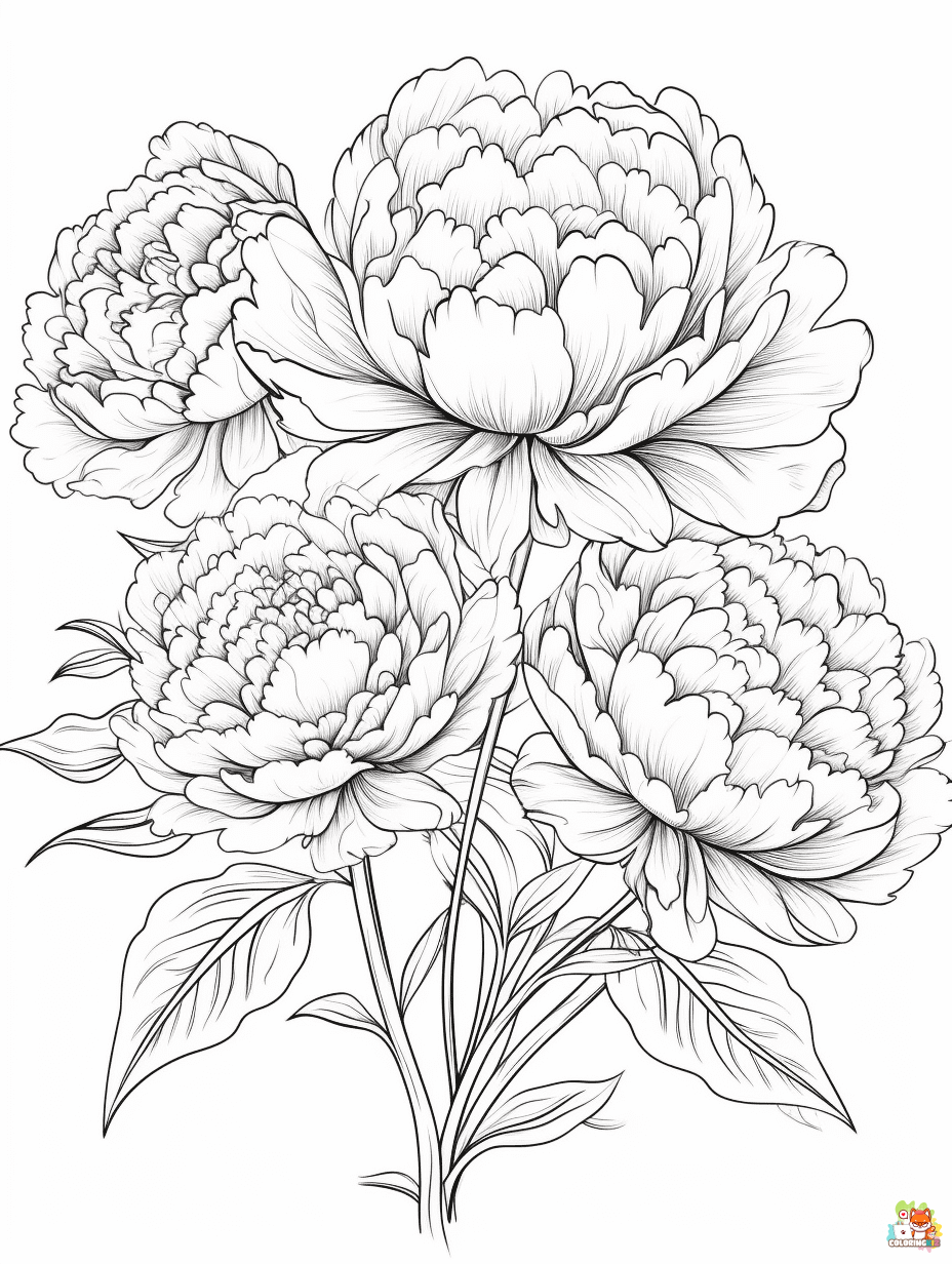 peonies coloring pages 3