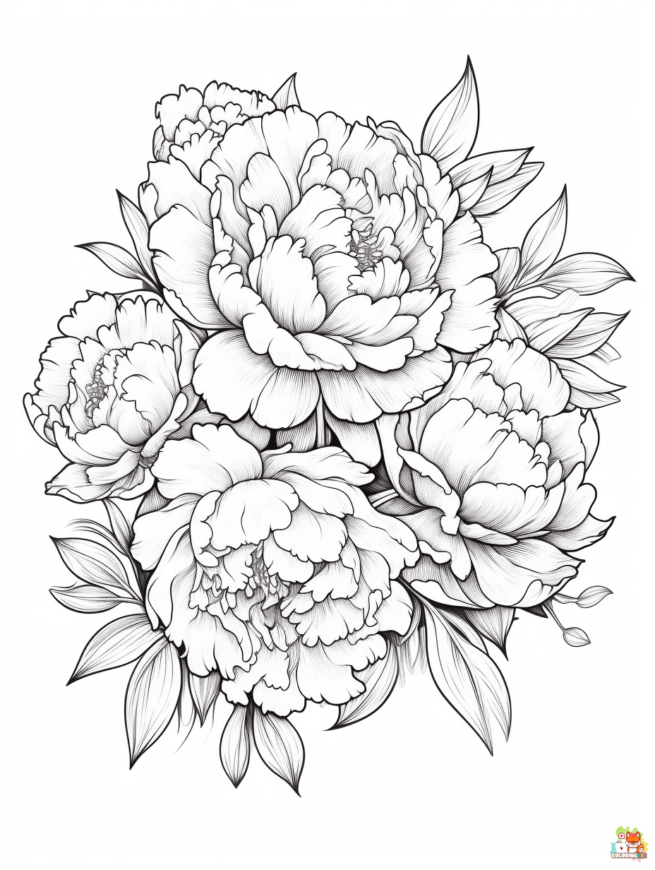 peonies coloring pages 4