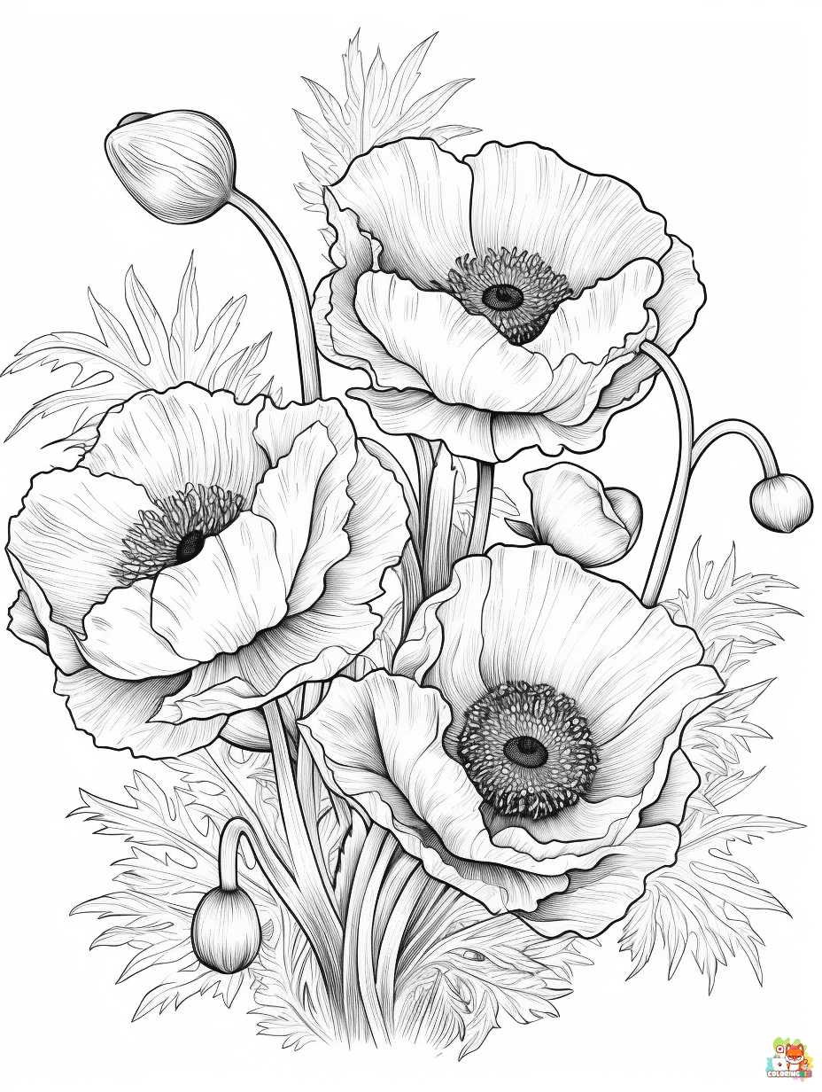 poppies coloring pages 1