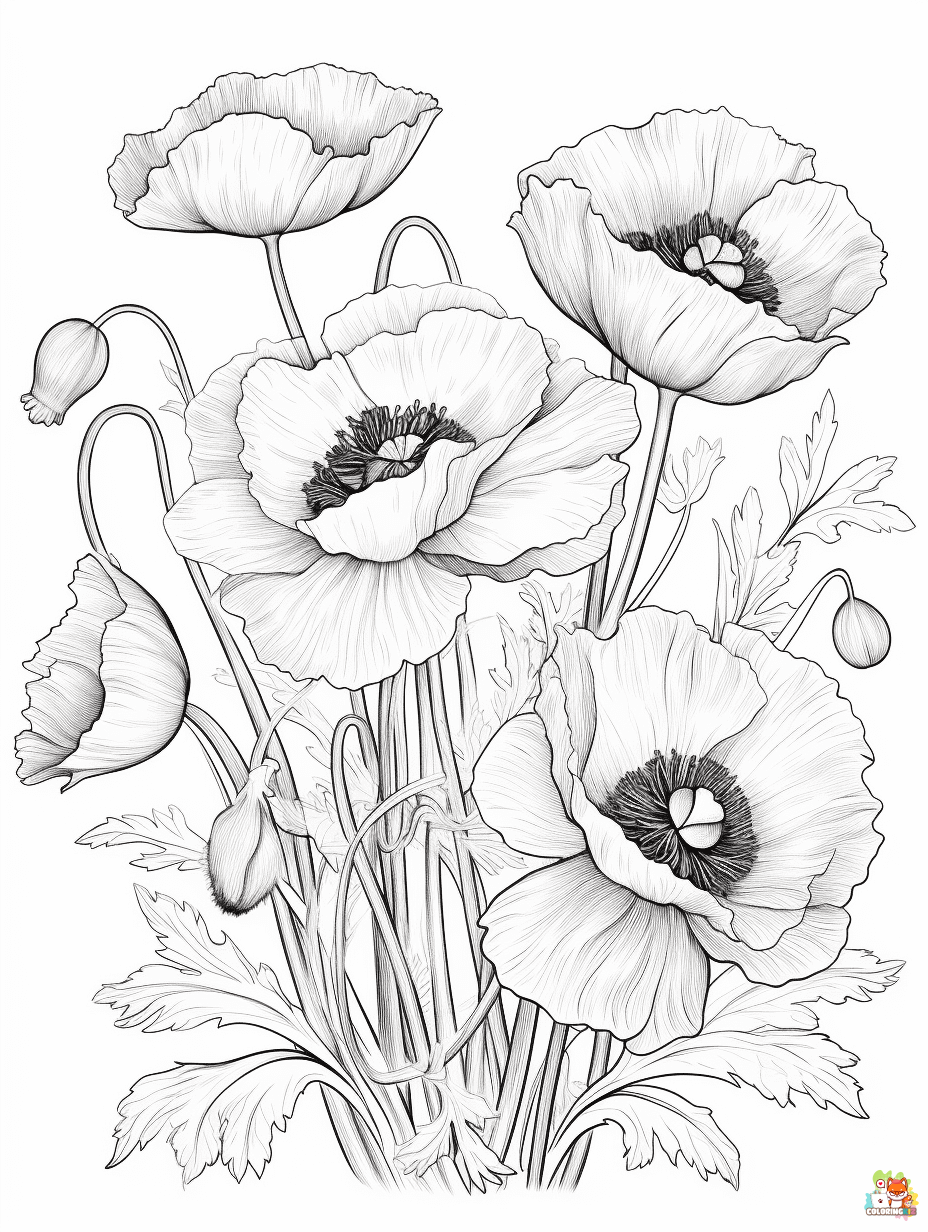 poppies coloring pages 4