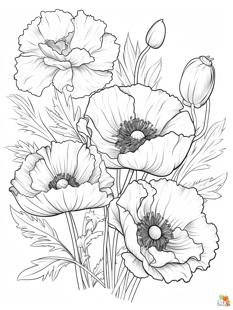 poppies coloring pages printable free