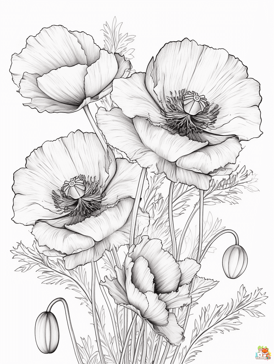 poppies coloring pages printable