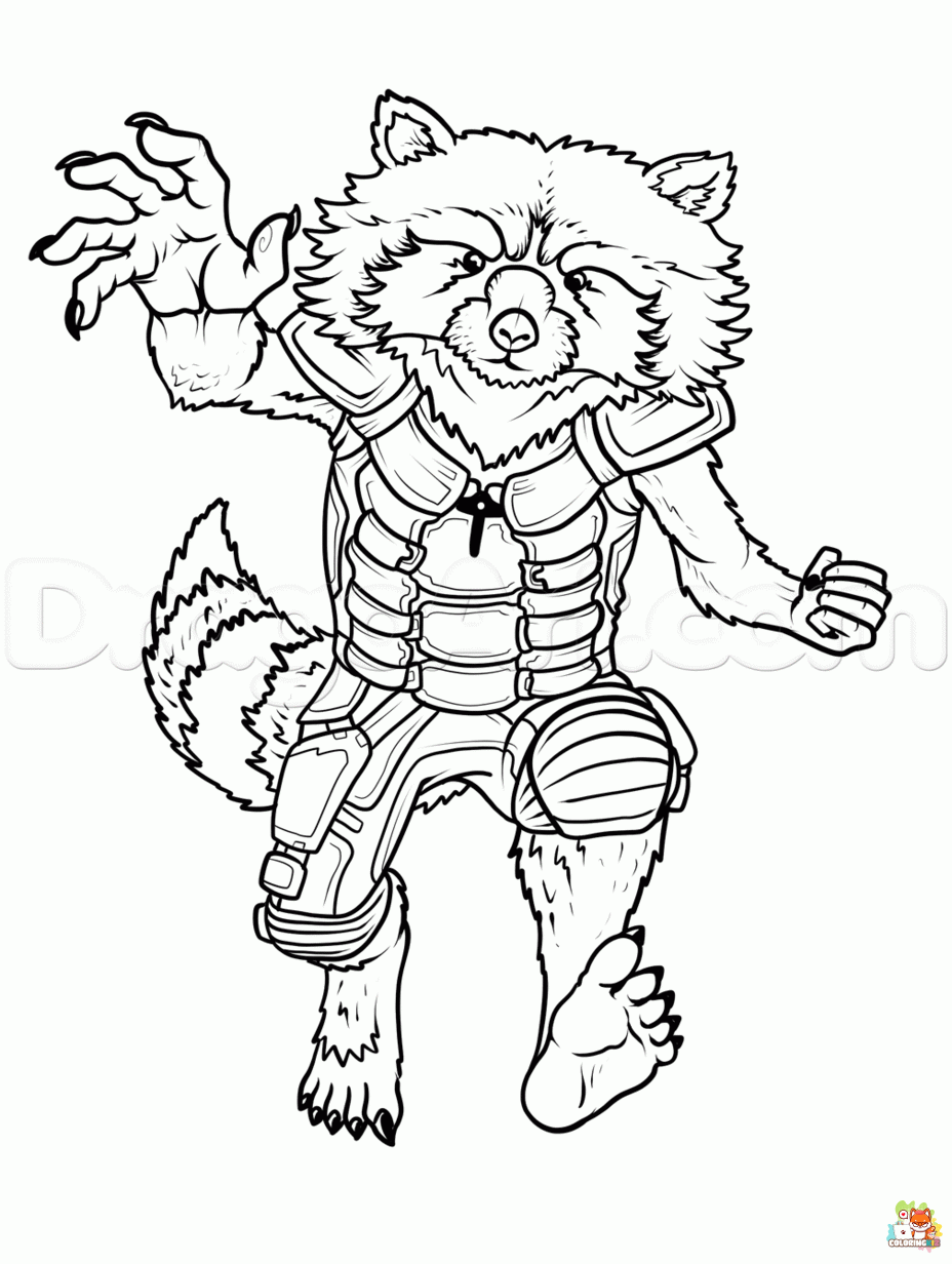 rocket raccoon coloring pages 1