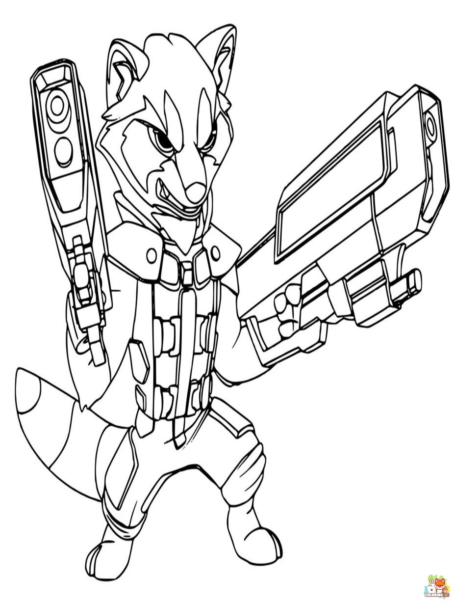 rocket raccoon coloring pages free