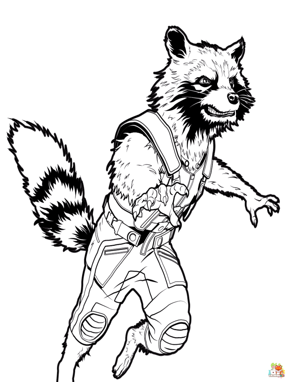 rocket raccoon coloring pages printable free