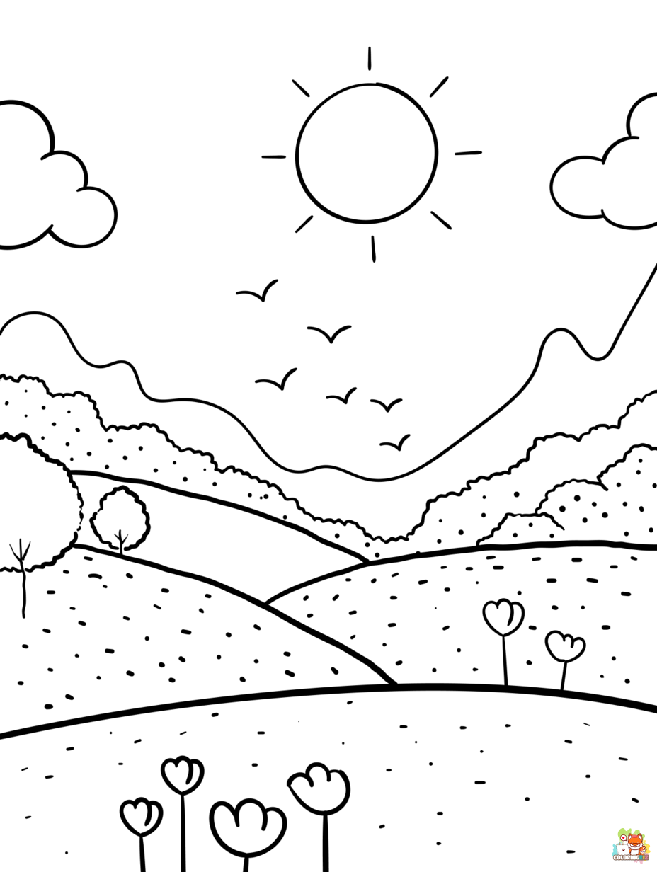 scenic coloring pages free