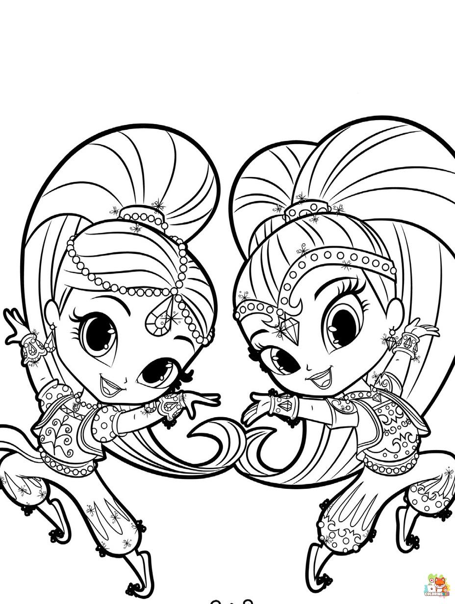 shimmer and shine coloring pages 1