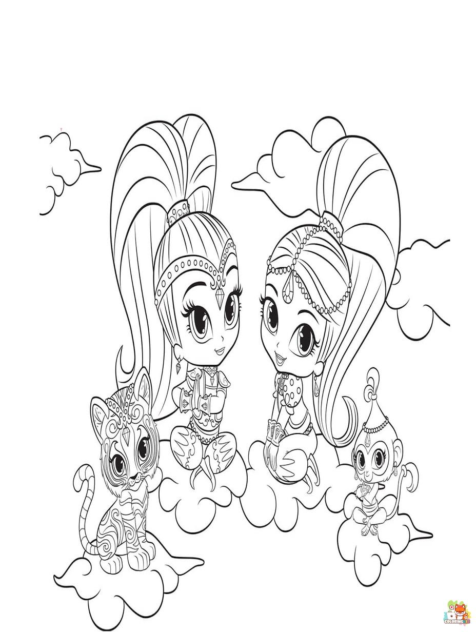 shimmer and shine coloring pages free