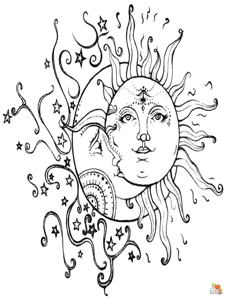 sun and moon coloring pages free