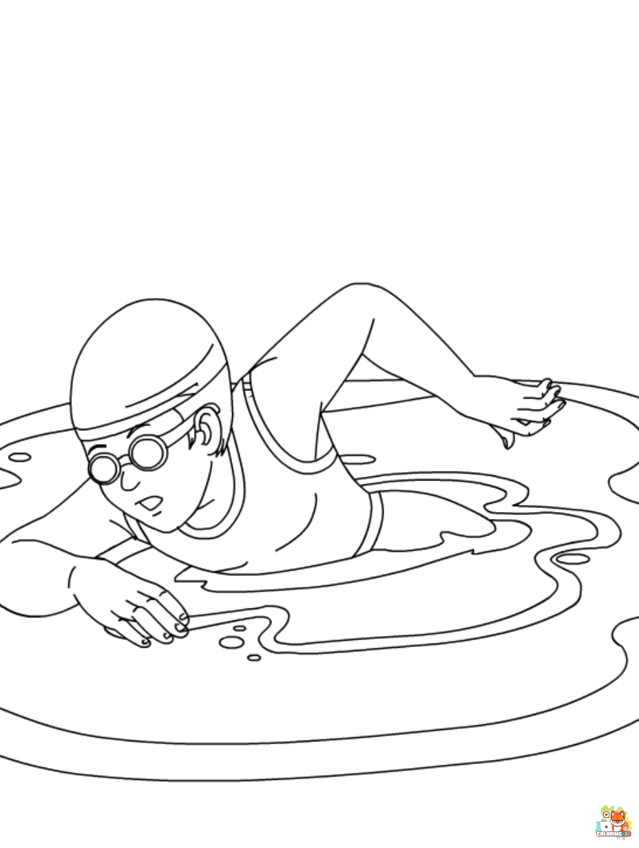 swimming coloring pages 1