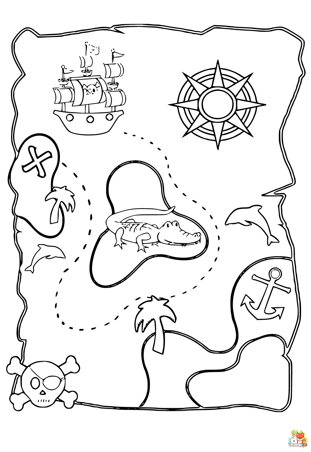 treasure map coloring pages printable