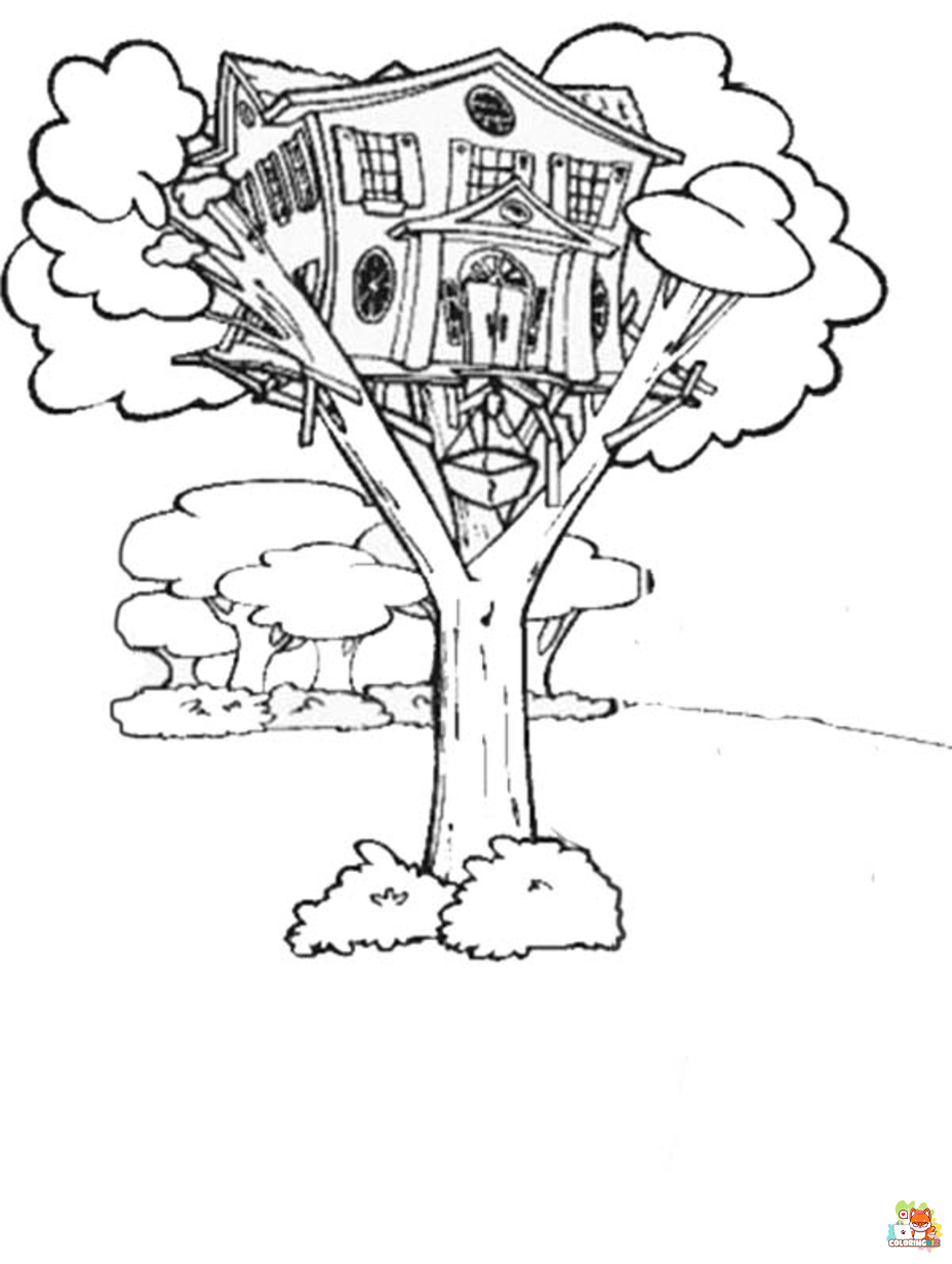 tree house coloring pages printable free