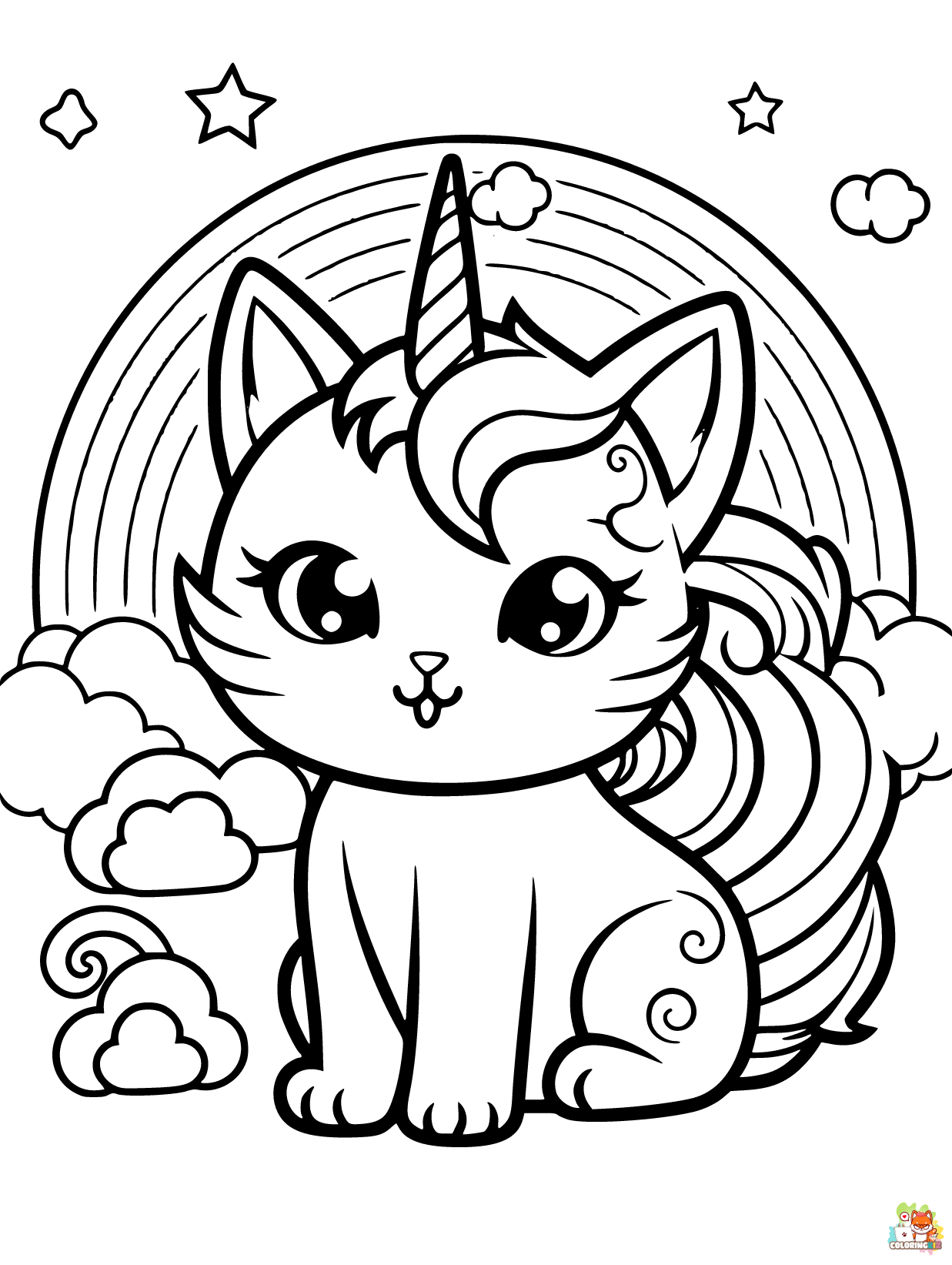 unicorn cat coloring pages 2
