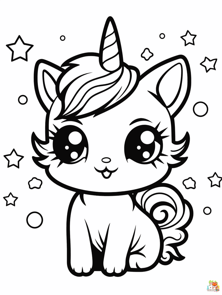 unicorn cat coloring pages printable free