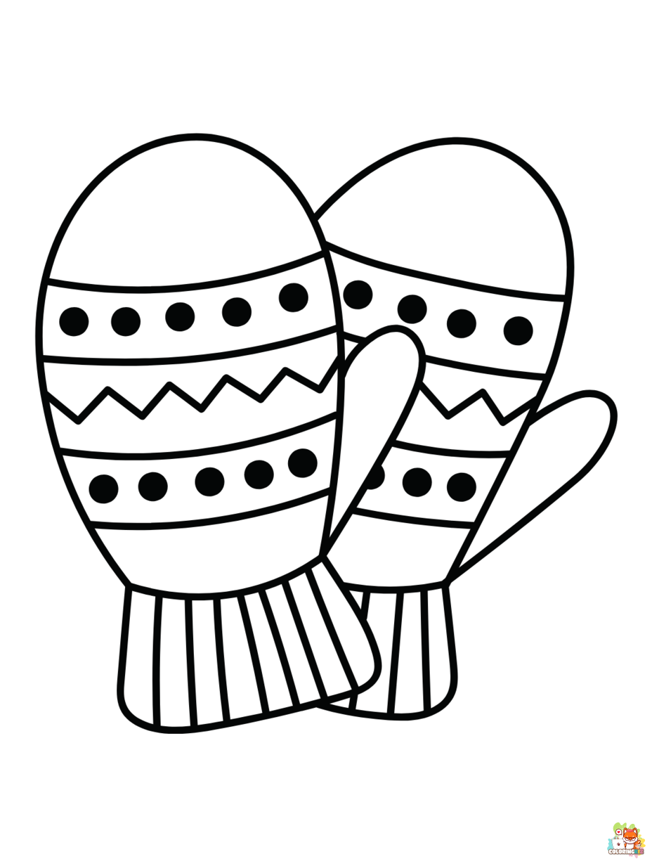 winter mittens coloring pages printable