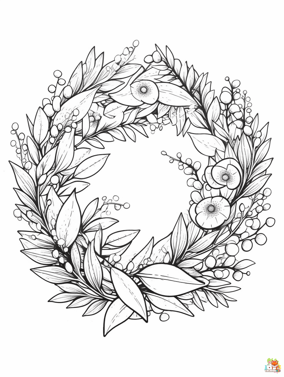 wreath coloring pages printable free