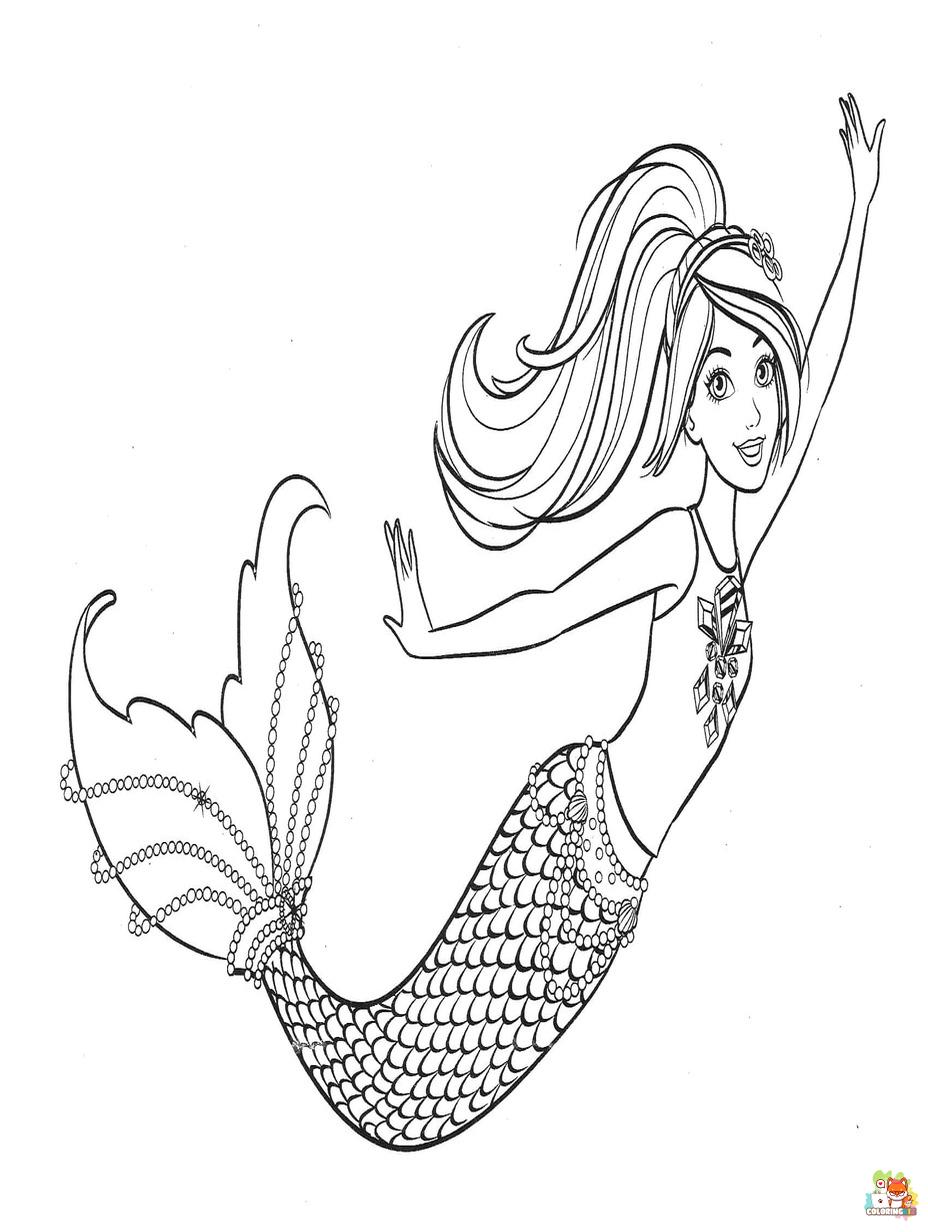 Free mermaid coloring pages for kids