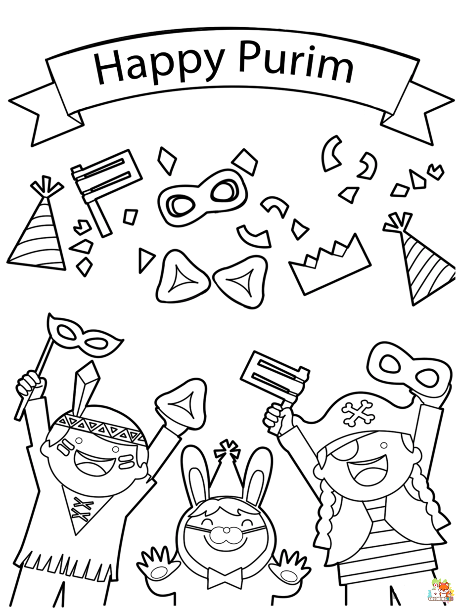 Free purim coloring pages for kids