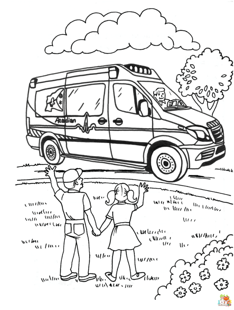 ambulance coloring pages printable