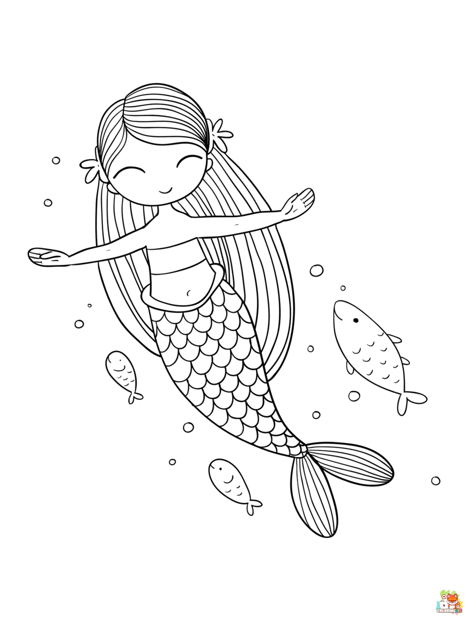 mermaid coloring pages printable free